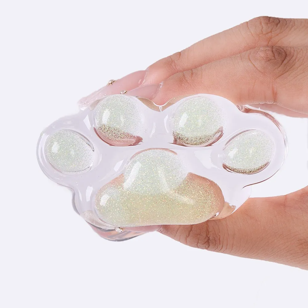 Glitter Clear-green Paw Taba Squishy — photo 2