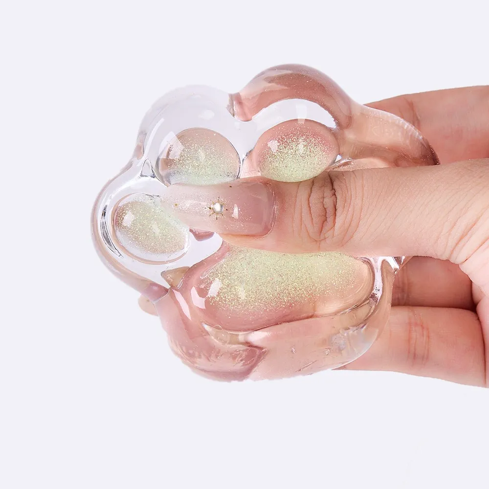 Glitter Clear-green Paw Taba Squishy — photo 4