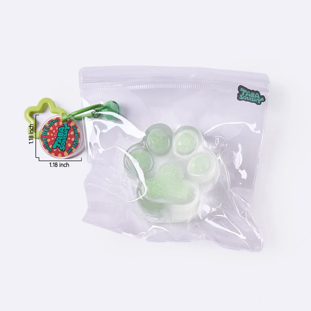 Glitter Clear-green Paw Taba Squishy — photo 6