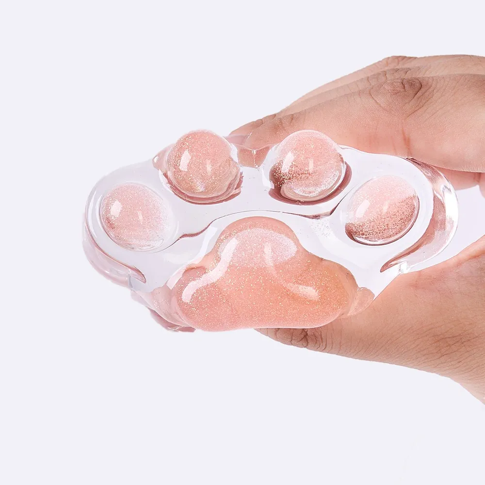 Glitter Clear-orange Paw Taba Squishy — photo 2
