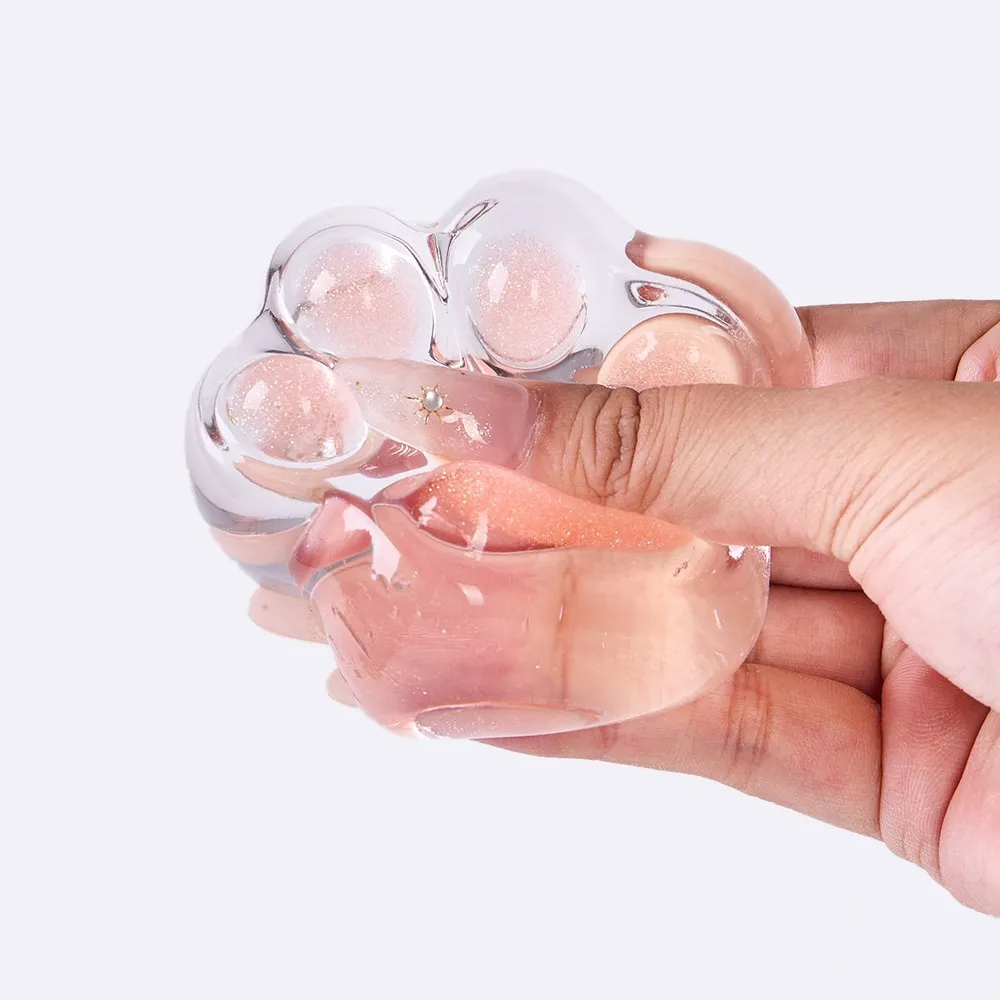 Glitter Clear-orange Paw Taba Squishy — photo 4