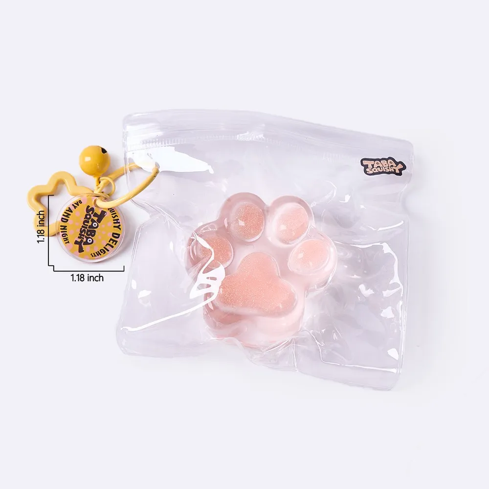 Glitter Clear-orange Paw Taba Squishy — photo 6