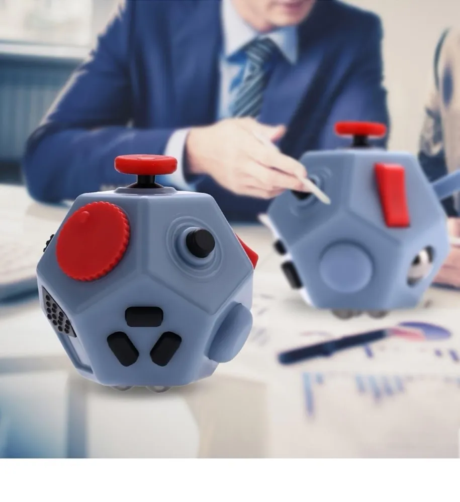 Gray and Red Fidget Cube Spinner Toy