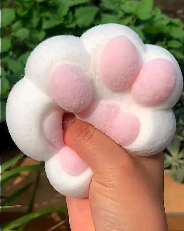 HUGE Kitty Paw Squishy Stress Relief Decompression Toy w/ Flocking — photo 2