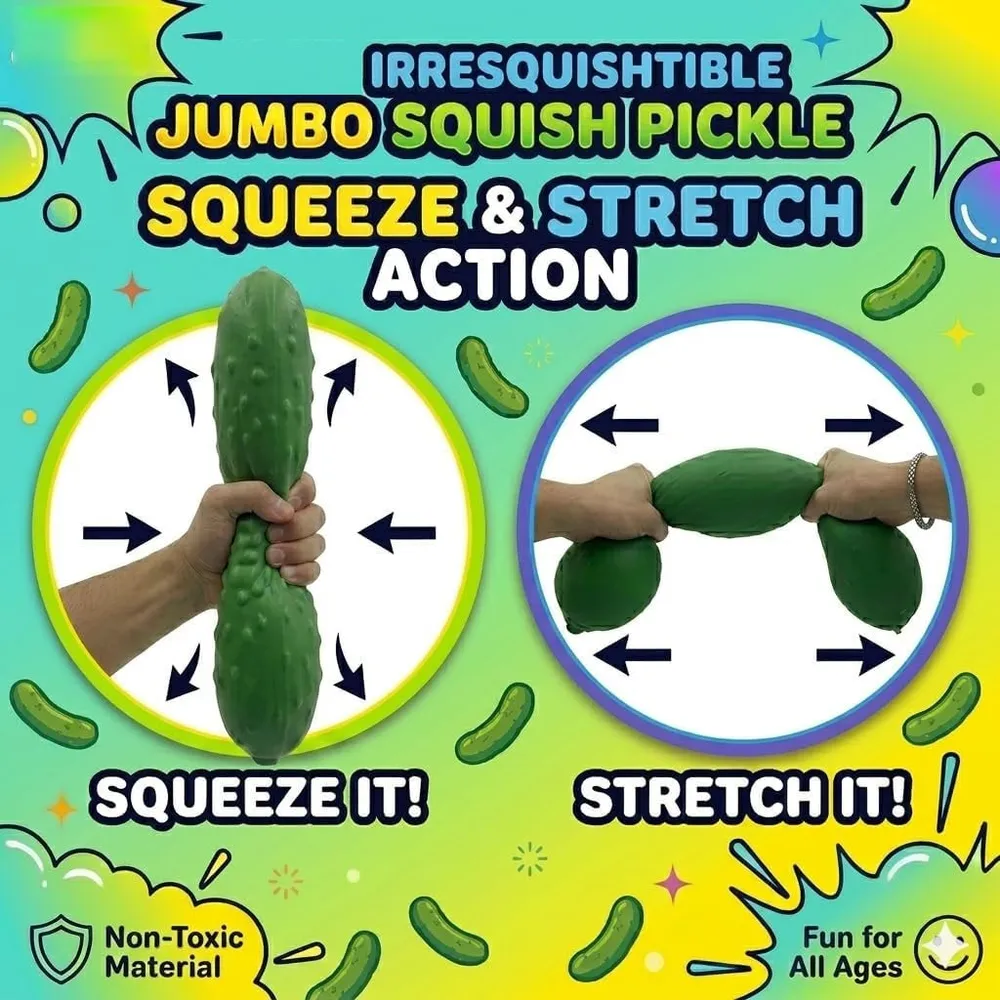 IRRE SQUISHTIBLE 12” Jumbo Squish Pickle – Giant Stress Relief Squishy Toy — photo 3