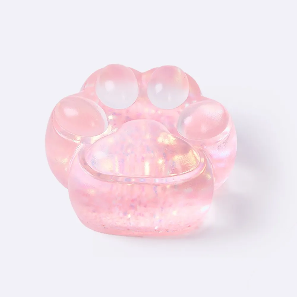 Jumbo Blingbling Transparent-pink Paw Taba Squishy