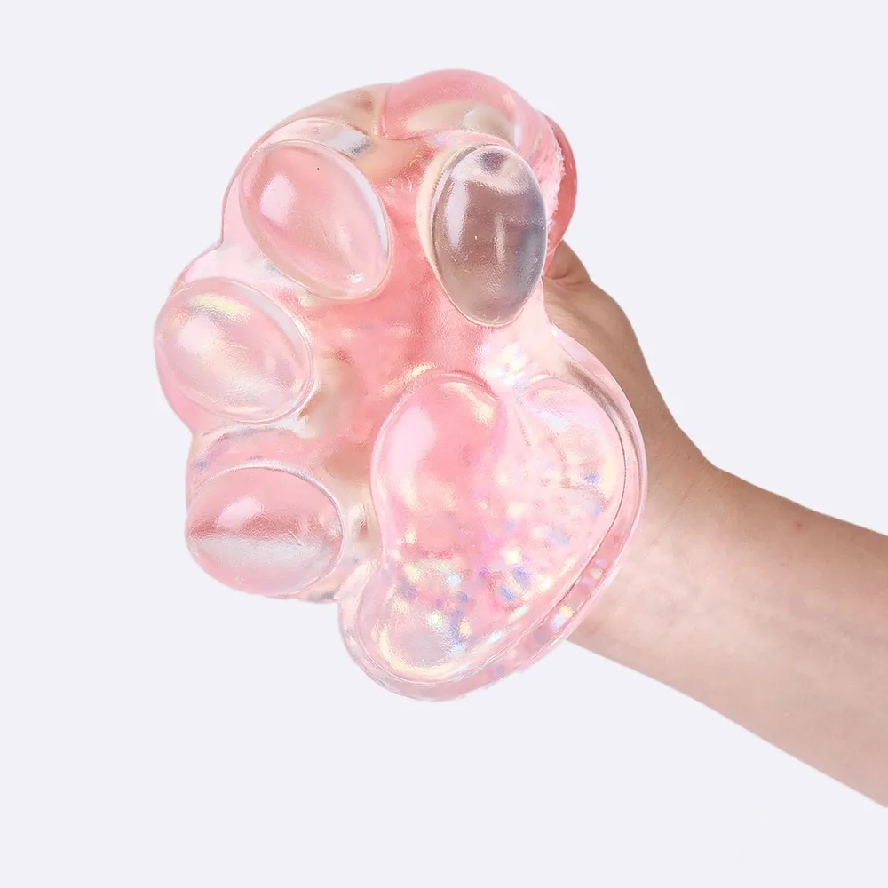 Jumbo Blingbling Transparent-pink Paw Taba Squishy — photo 2