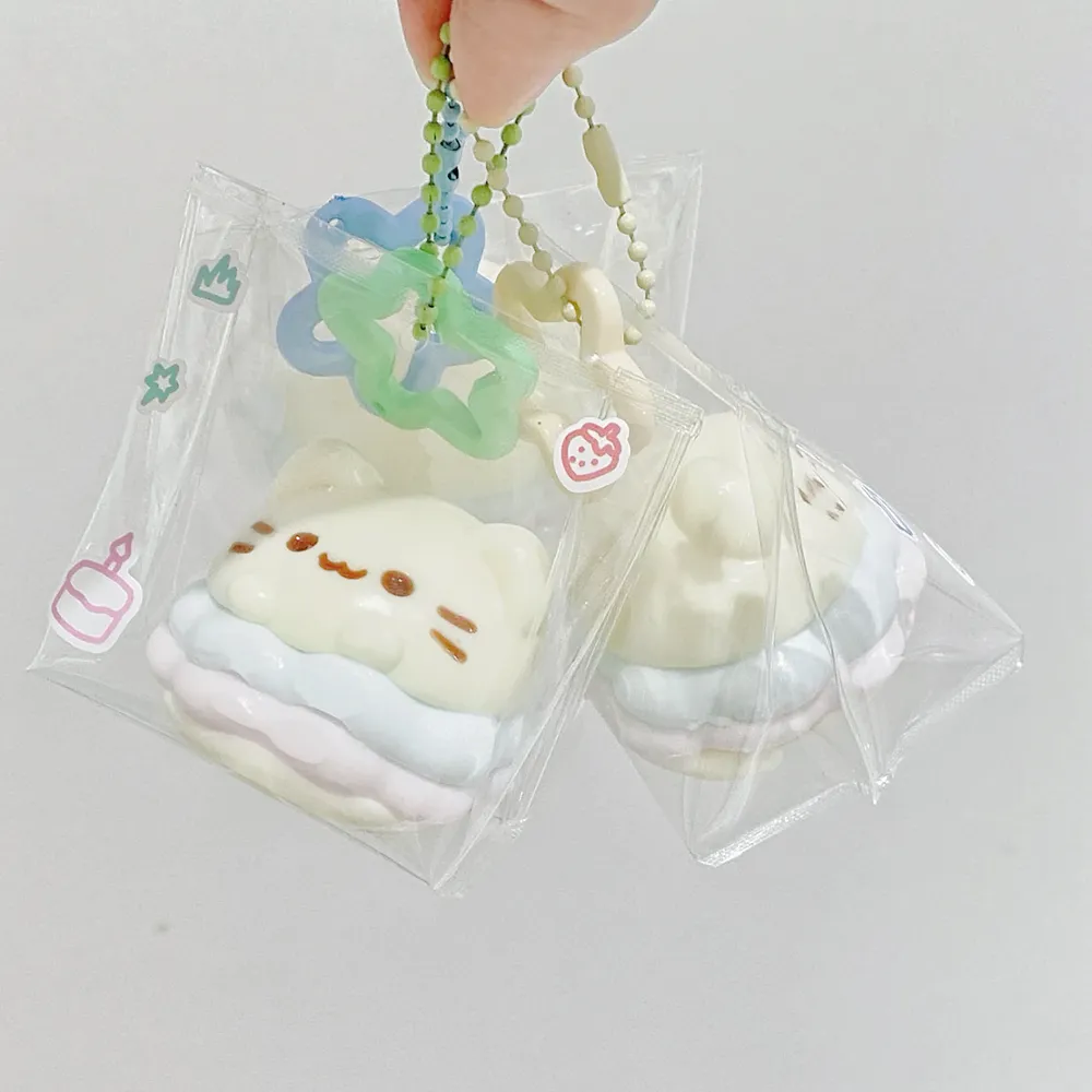 Kitty Burger Keychain Squishy Stress Relief Decompression Toy w/o Flocking — photo 3