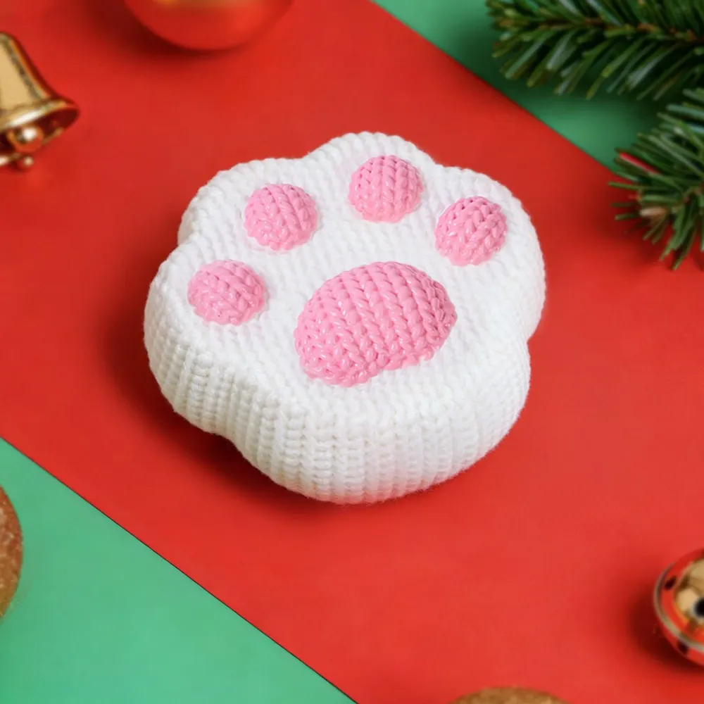 Knitted White-pink Paw Taba Squishy — photo 2