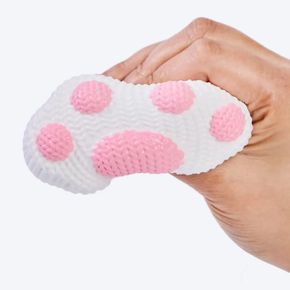 Knitted White-pink Paw Taba Squishy — photo 3