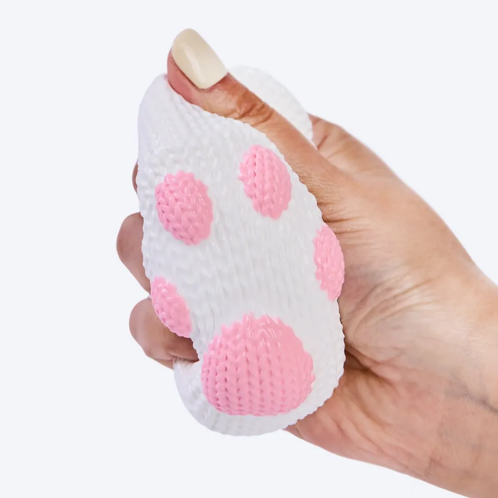 Knitted White-pink Paw Taba Squishy — photo 4