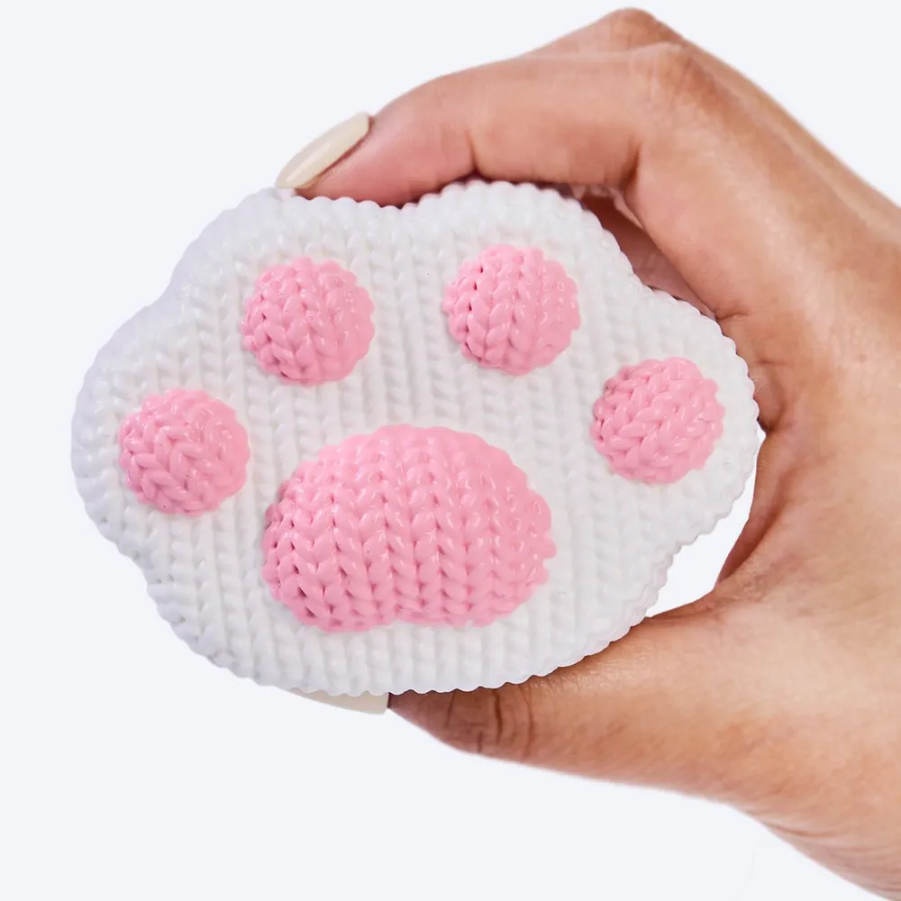 Knitted White-pink Paw Taba Squishy — photo 6