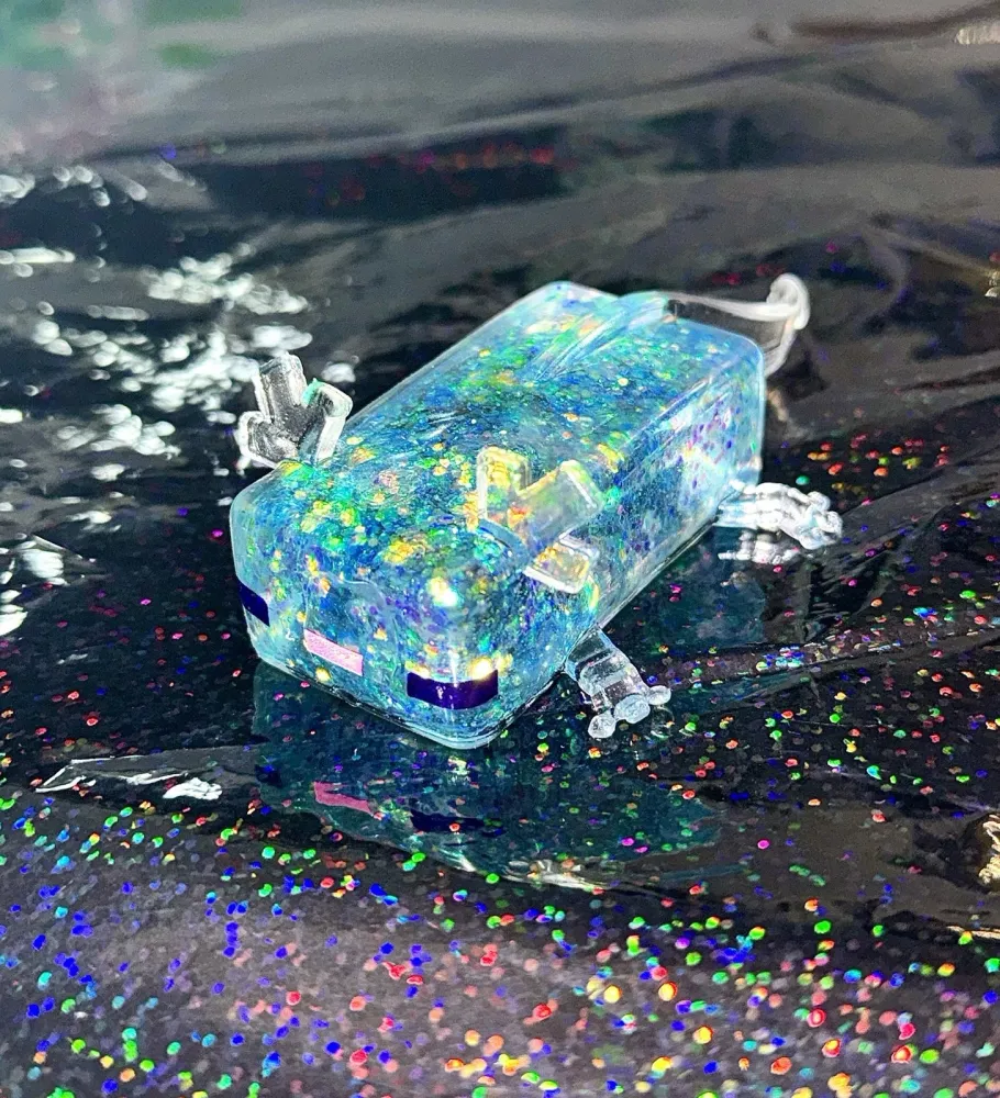 Minecraft Axolotl Squishy - Blue Sparkle