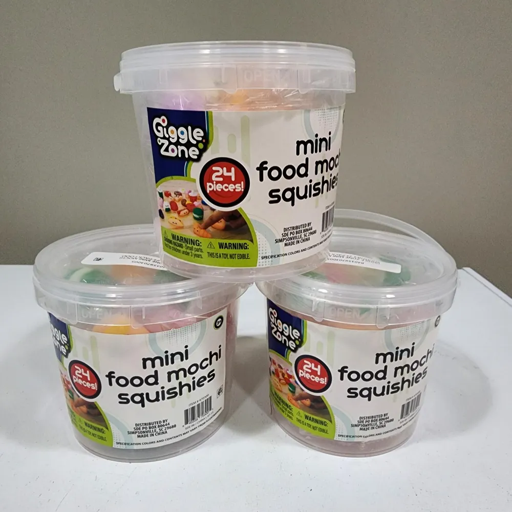 Mini Food Mochi Squishies 24-Piece Set with Bucket