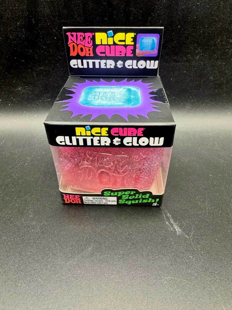Nee-Doh Nice Cube Pink Glitter and Glow Squishy