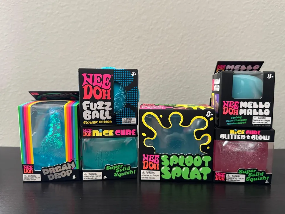 Nee-Doh Nice Ice Baby Blue Bundle with Pink Glitter & Glow Cube
