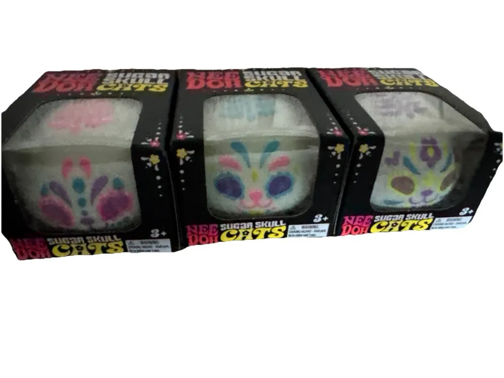 Nee Doh Sugar Skull Cats Stress Reliever 3-Pack