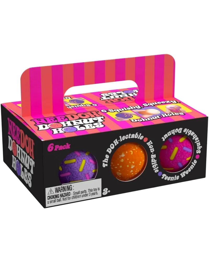 NeeDoh Dohnut Holes Squishy Fidget Toy Set of 3 Purple/Orange/Pink