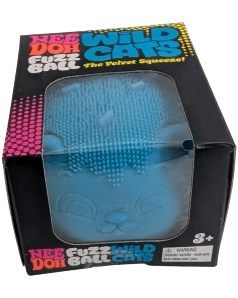 NeeDoh Fuzz Ball Wild Cats Squishy Fidget Toy Blue