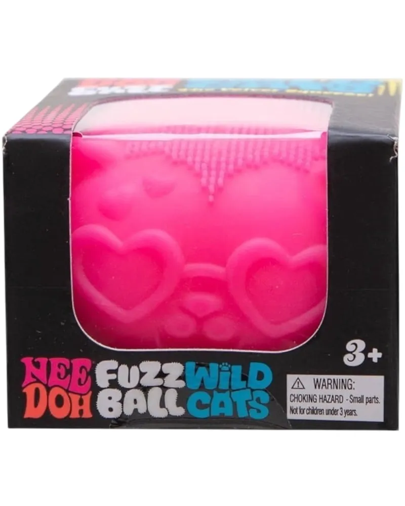 NeeDoh Fuzz Ball Wild Cats Squishy Fidget Toy Pink