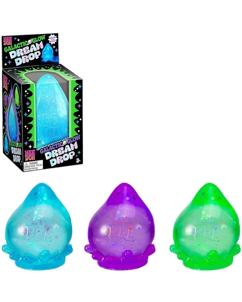 NeeDoh Galactic Glow Dream Drop Squishy Fidget Toy Set of 3 Cosmic Bloom/ Galacti-Blue/ Nebula Haze