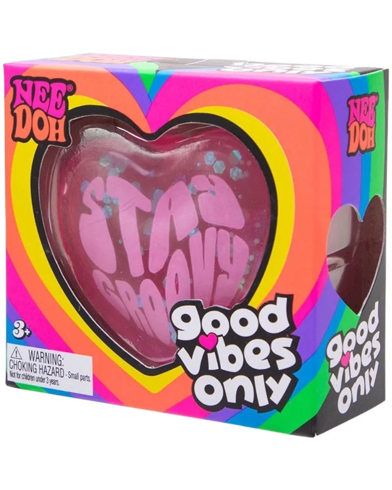 NeeDoh Good Vibes Only Squishy Fidget Toy Pink (Text on Heart May Vary)