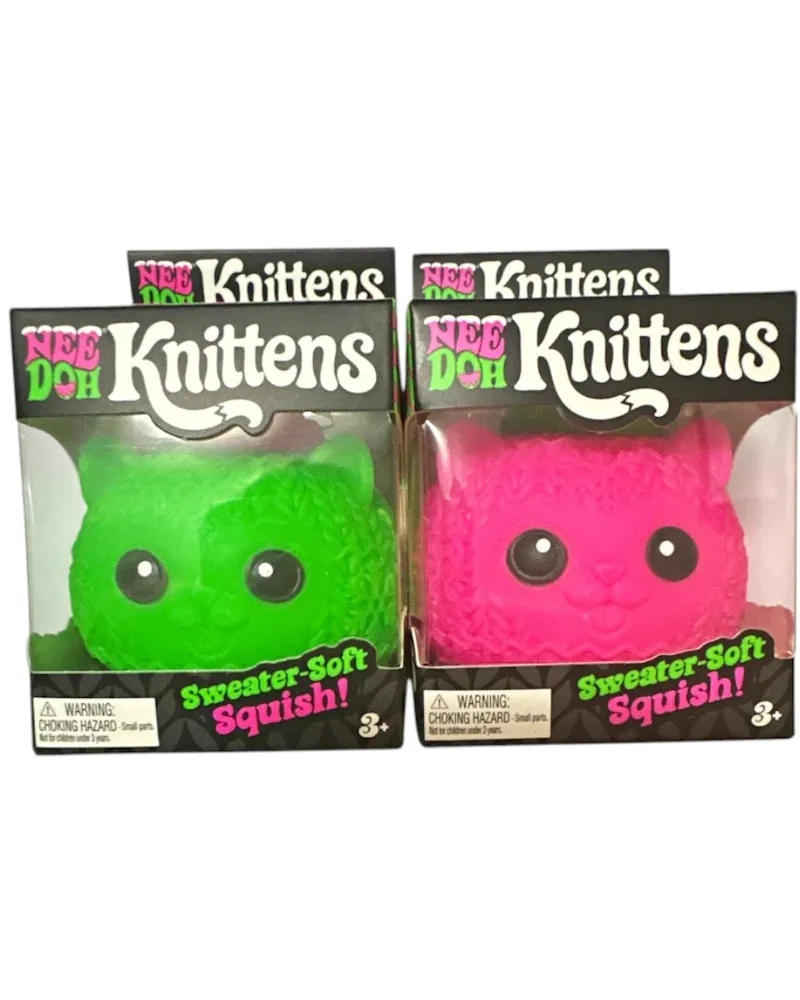 NeeDoh Knittens Squishy Fidget Toy Set of 2 Green/Pink