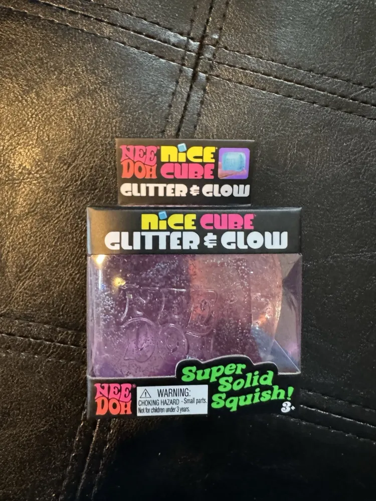 NeeDoh Nice Cube Glitter and Glow Squishy Fidget Toy Blue — photo 5