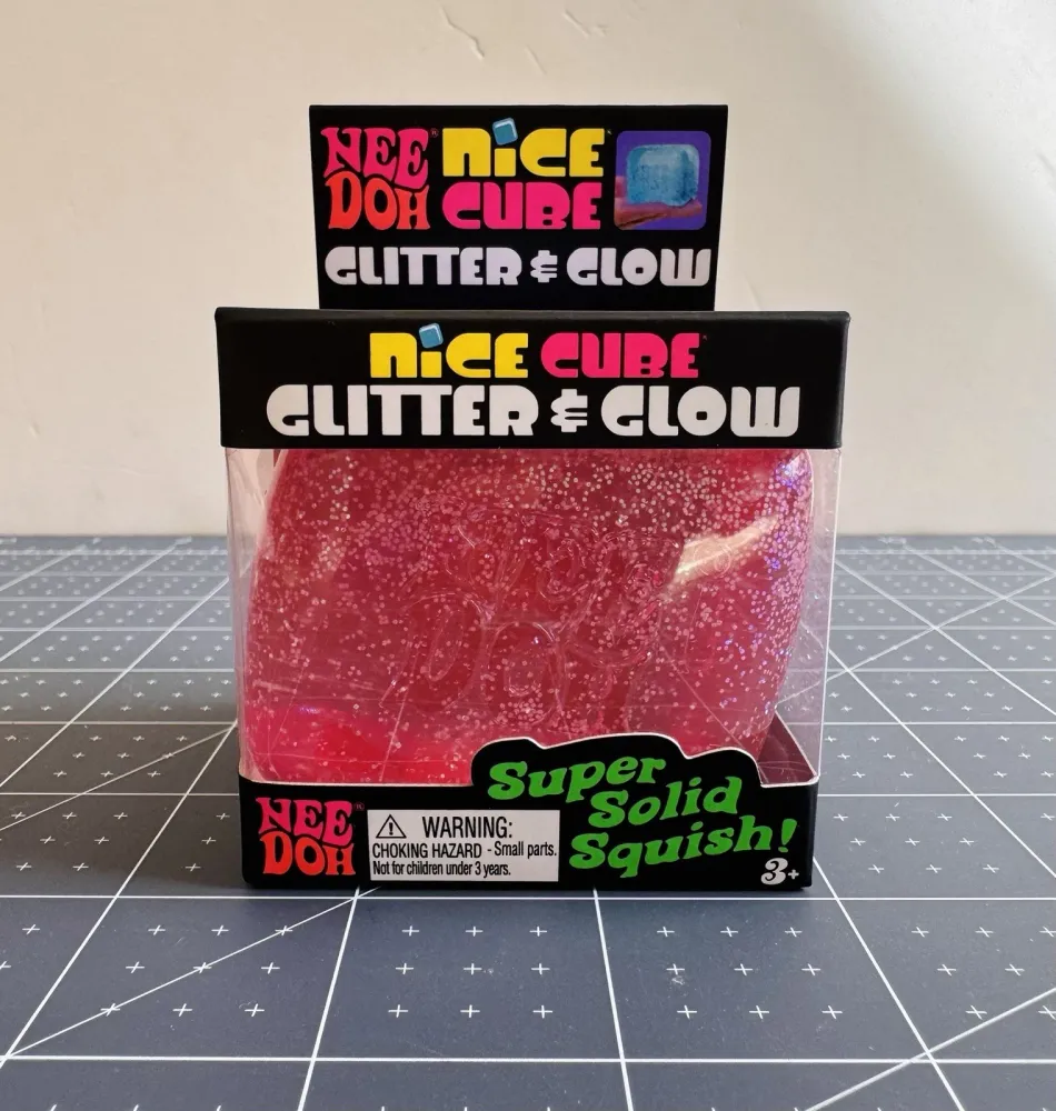 NeeDoh Nice Cube Glitter and Glow Squishy Fidget Toy Pink — photo 2