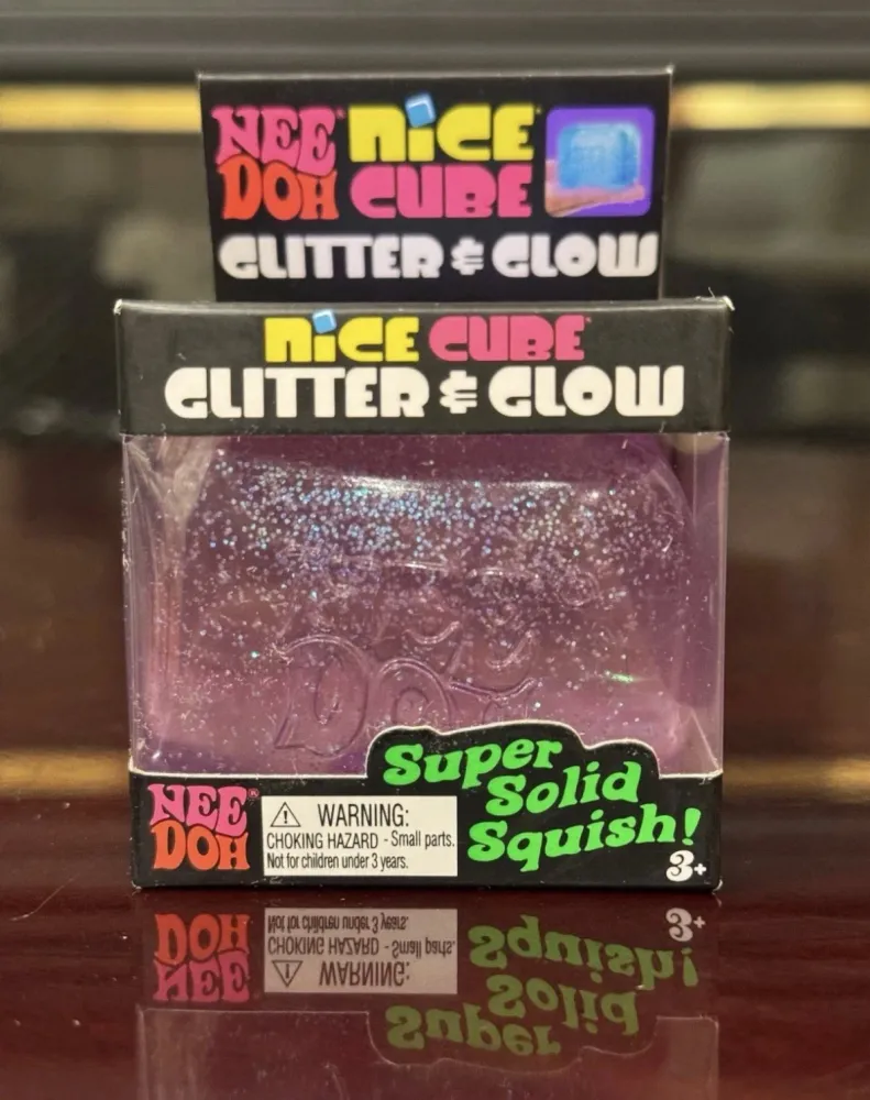 NeeDoh Nice Cube Glitter and Glow Squishy Fidget Toy Pink — photo 5