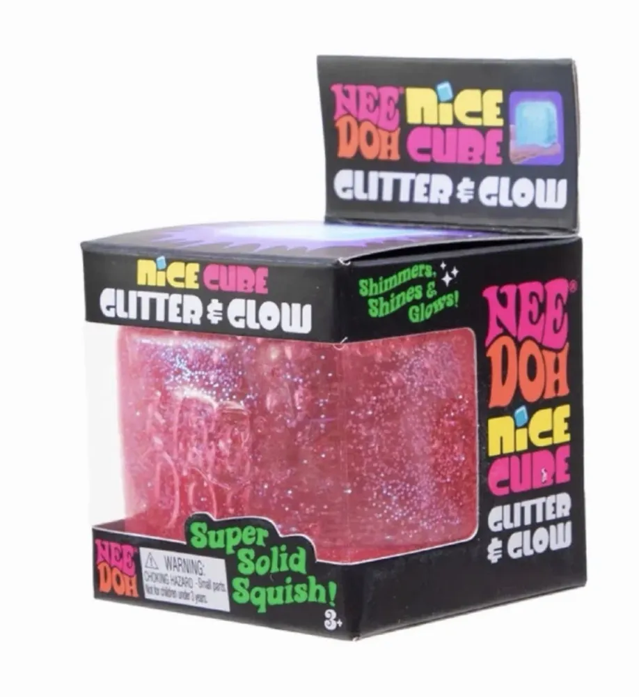 NeeDoh Nice Cube Glitter and Glow Squishy Fidget Toy Pink — photo 6