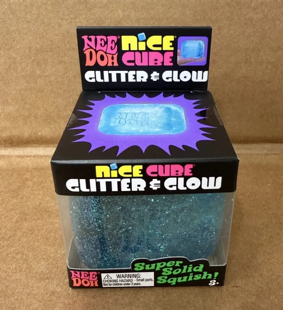 NeeDoh Nice Cube Glow Squishy Fidget Toy Blue — photo 5