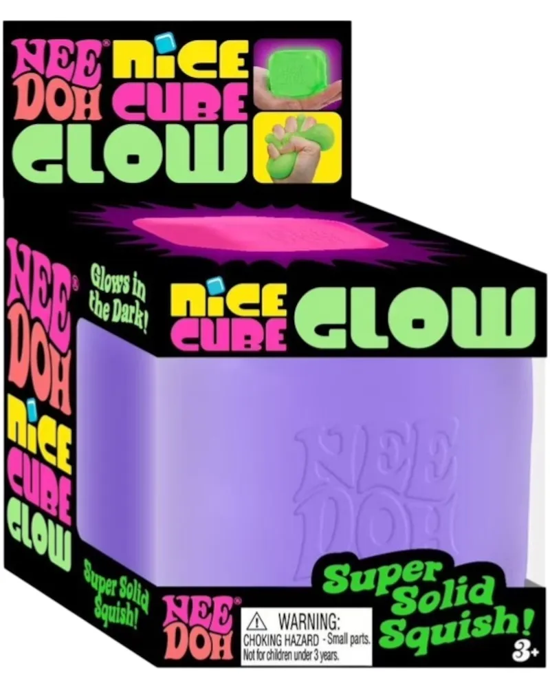 NeeDoh Nice Cube Glow Squishy Fidget Toy Purple