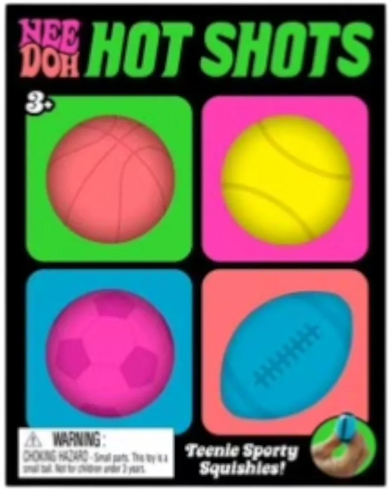 NeeDoh Schylling Teenie Hot Shots Squishy Fidget Toy Set of 4 Orange/Green/Pink/Blue