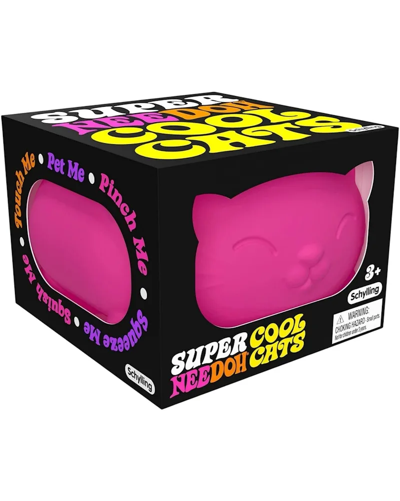 NeeDoh Super Cool Cat Squishy Fidget Toy Pink
