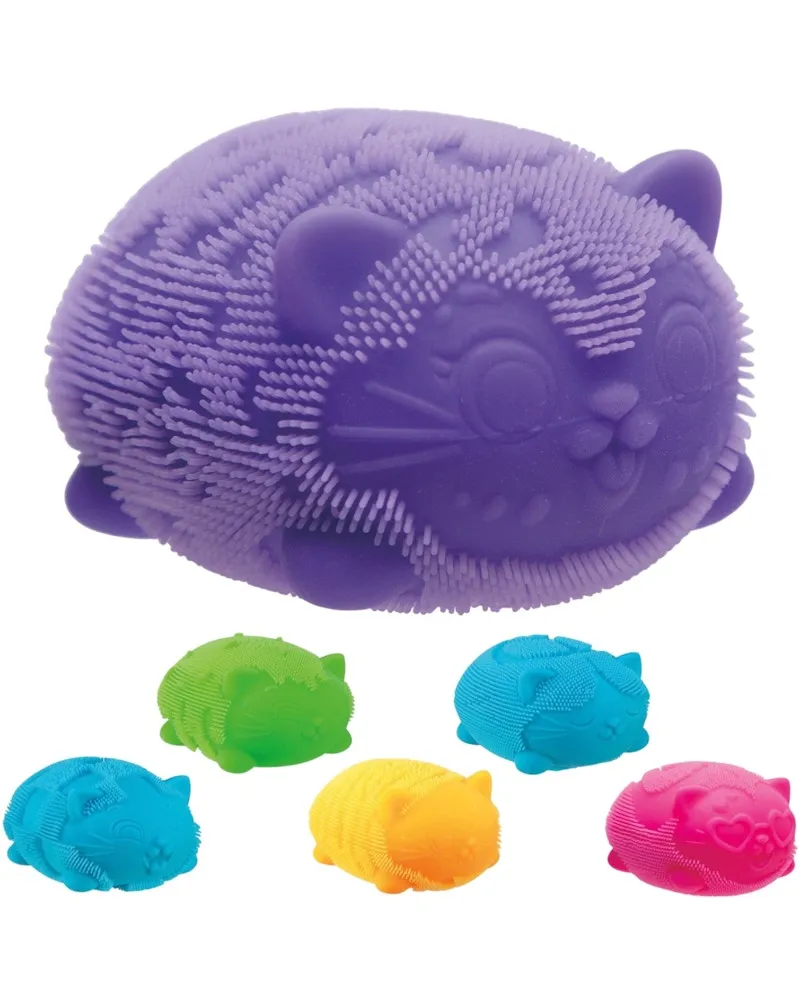 NeeDoh Wild Cats Squishy Fidget Toy Set of 5 Pink/ Orange/ Blue/ Green/ Purple