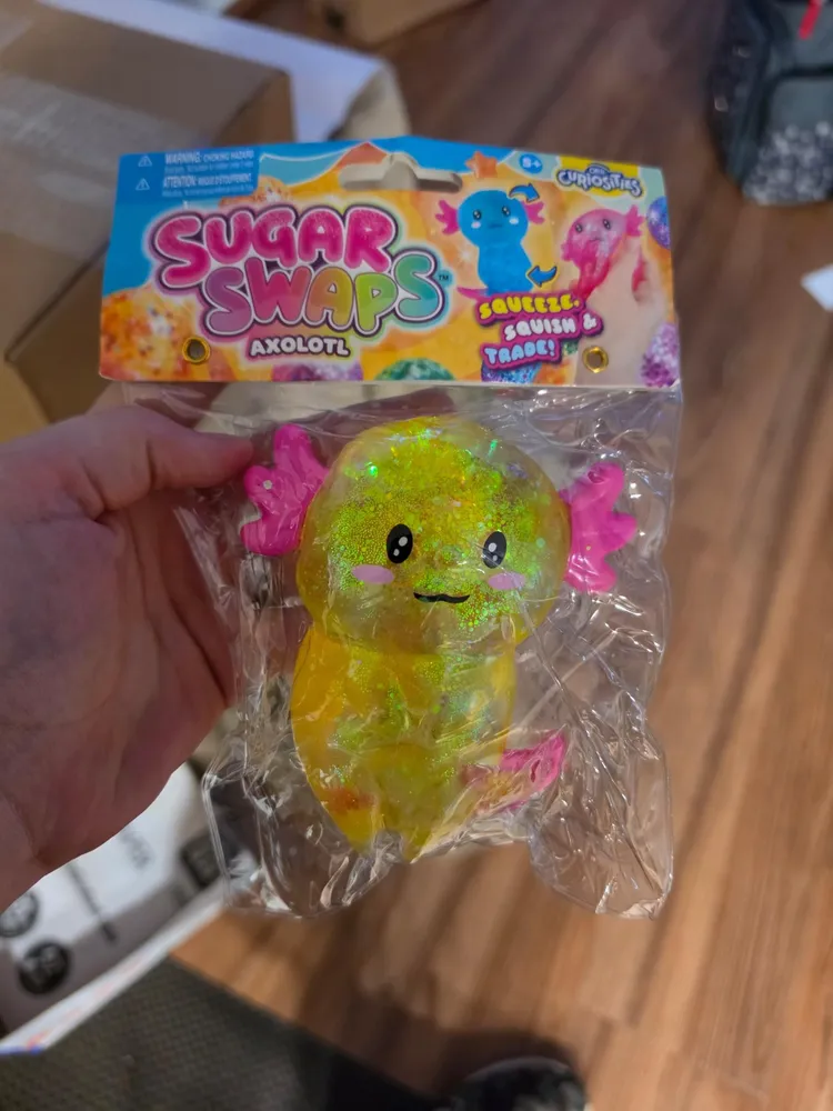 Orb Sugar Swaps Curiosities Axolotl Squishy Glitter Yellow