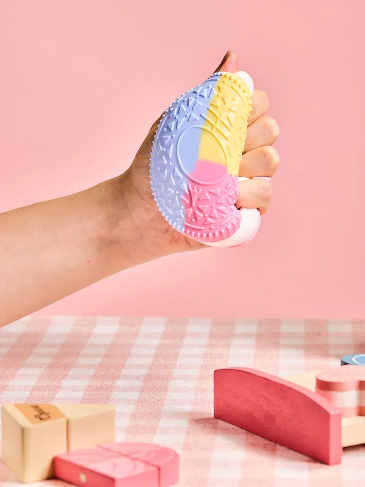 Pink-blue-yellow Cookie Sandwich Taba Squishy — photo 4