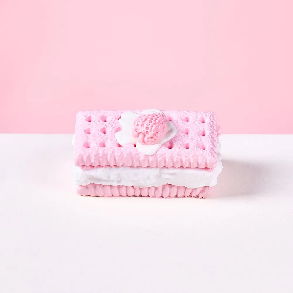 Pink Strawberry Sandwich Cookie Taba Squishy