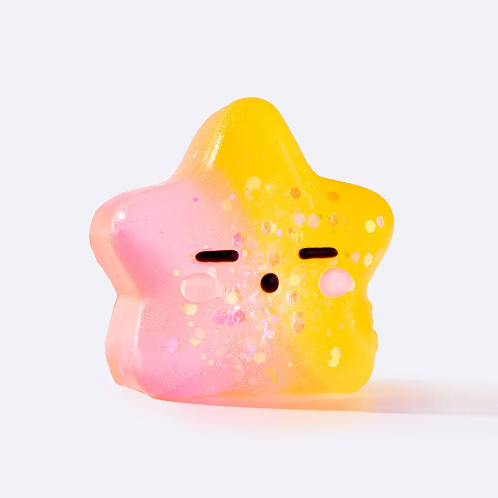 Pink & Yellow Squinting Star Taba Squishy