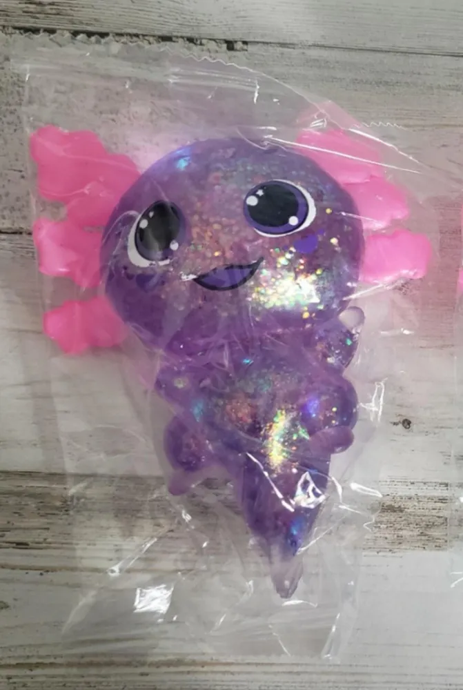 Purple Axolotl Glitter Squishy