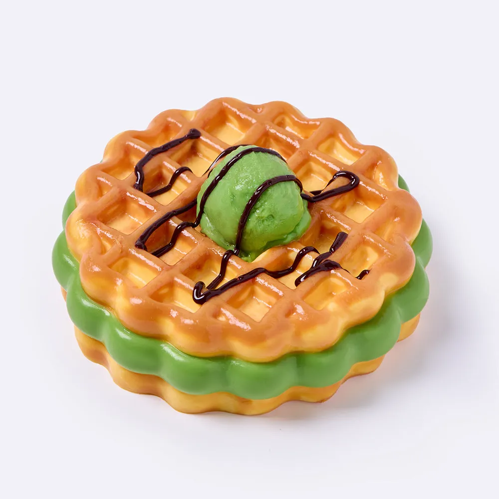Round Matcha-Filled Waffle Taba Squishy