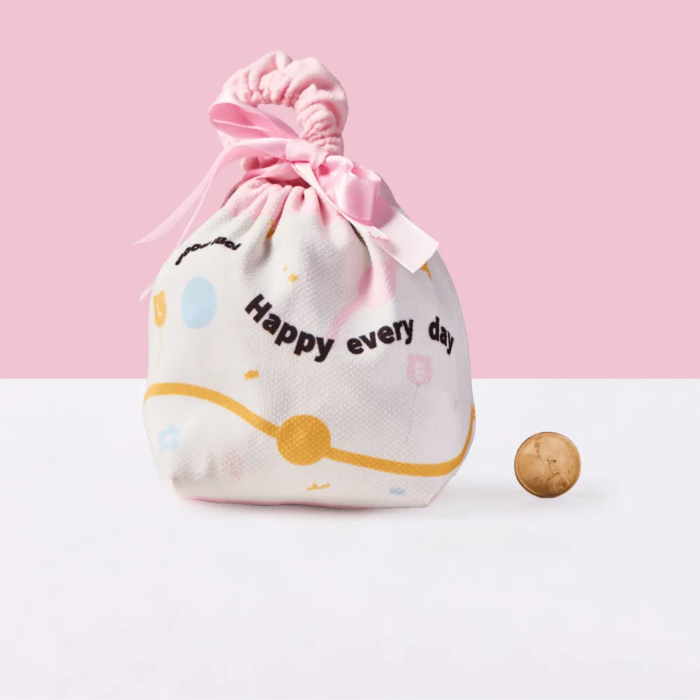 Simple Pink Linen Drawstring Wrapping Gift Bag — photo 2