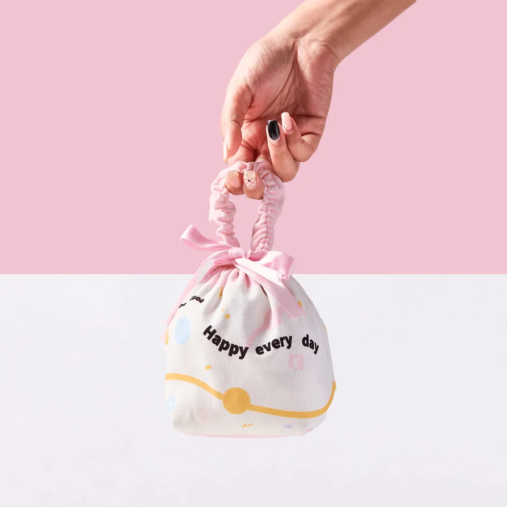 Simple Pink Linen Drawstring Wrapping Gift Bag — photo 3