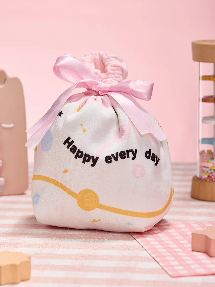 Simple Pink Linen Drawstring Wrapping Gift Bag — photo 6