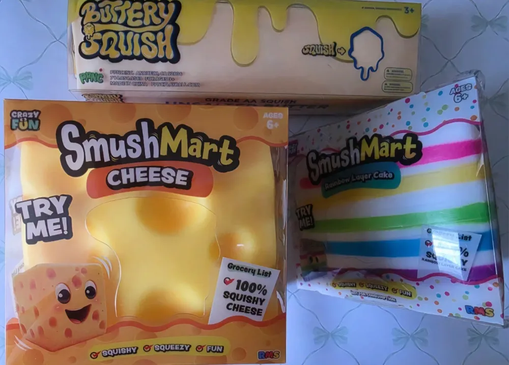 SmushMart Cheese, Cake & Butter Squishy Sealed Lot of 3