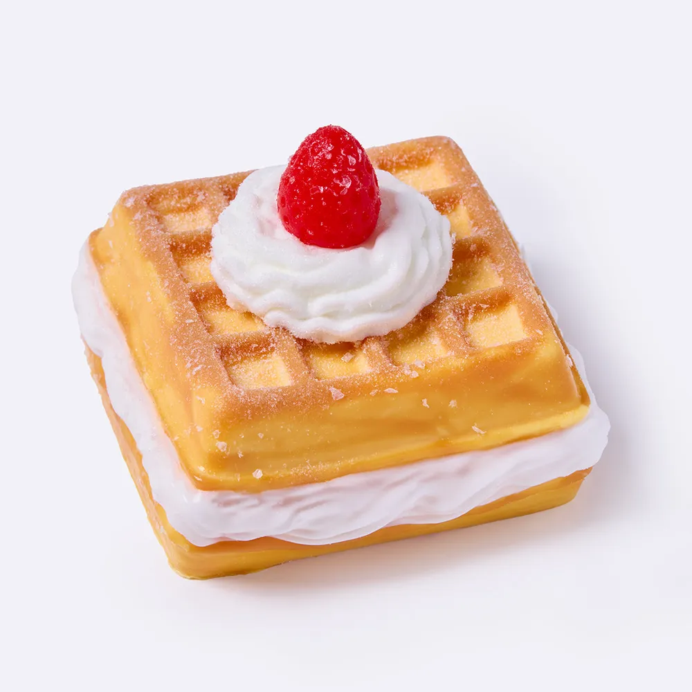 Square Strawberry-Filled Waffle Taba Squishy