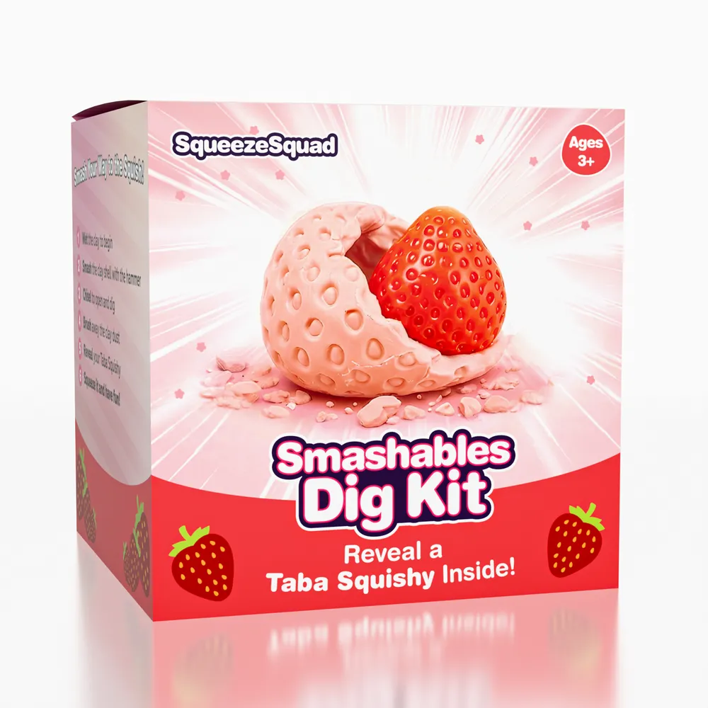 SqueezeSquad Smashables Taba Deluxe Smash and Squeeze Squishies Fidget Toy - Strawberry