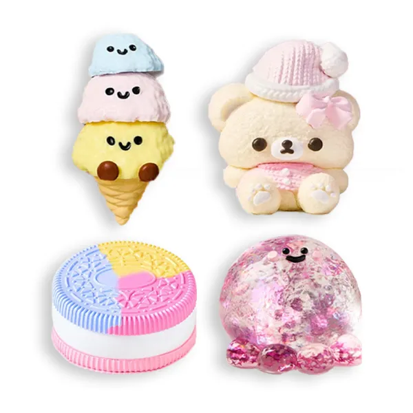 SqueezeSquad Taba Deluxe Premium Silicone Squishies 4-Piece Fidget Toy Bundle