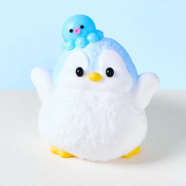 SqueezeSquad Taba Deluxe Premium Silicone Squishies Fidget Toy - Blue Penguin